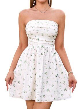 Summer Strapless A-Line Mini Dress for Women - Cute Short Dress 2026
